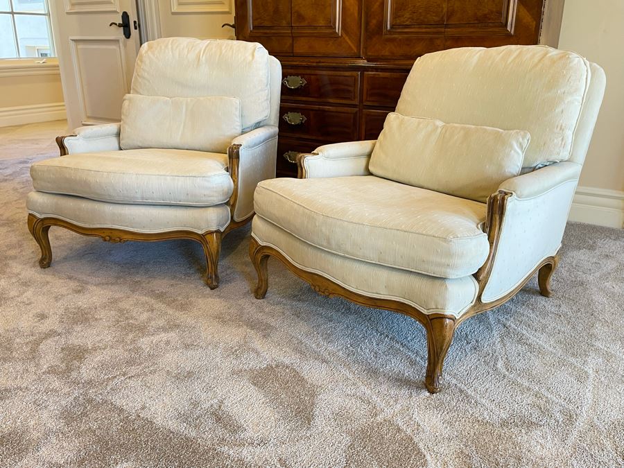 Pair Of Baker Furniture Upholstered Armchairs (Some Staining) [Photo 5]
