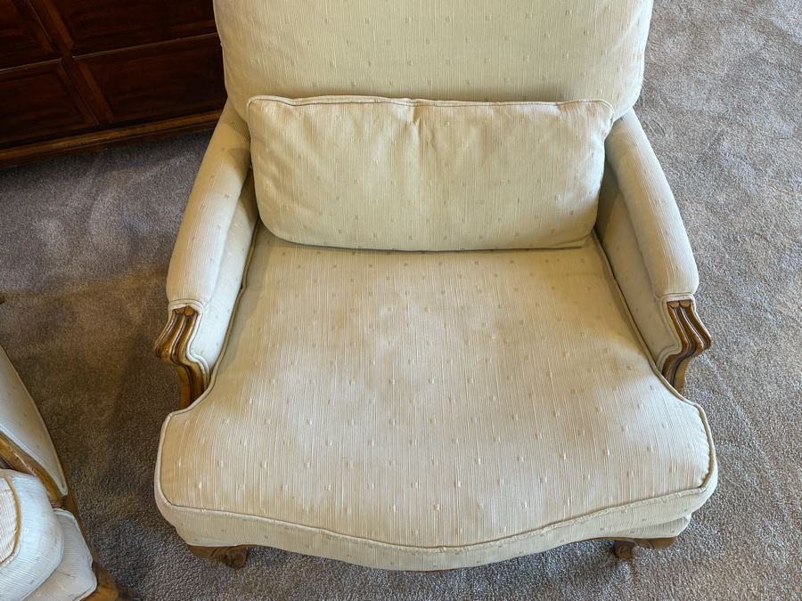 Pair Of Baker Furniture Upholstered Armchairs (Some Staining) [Photo 9]