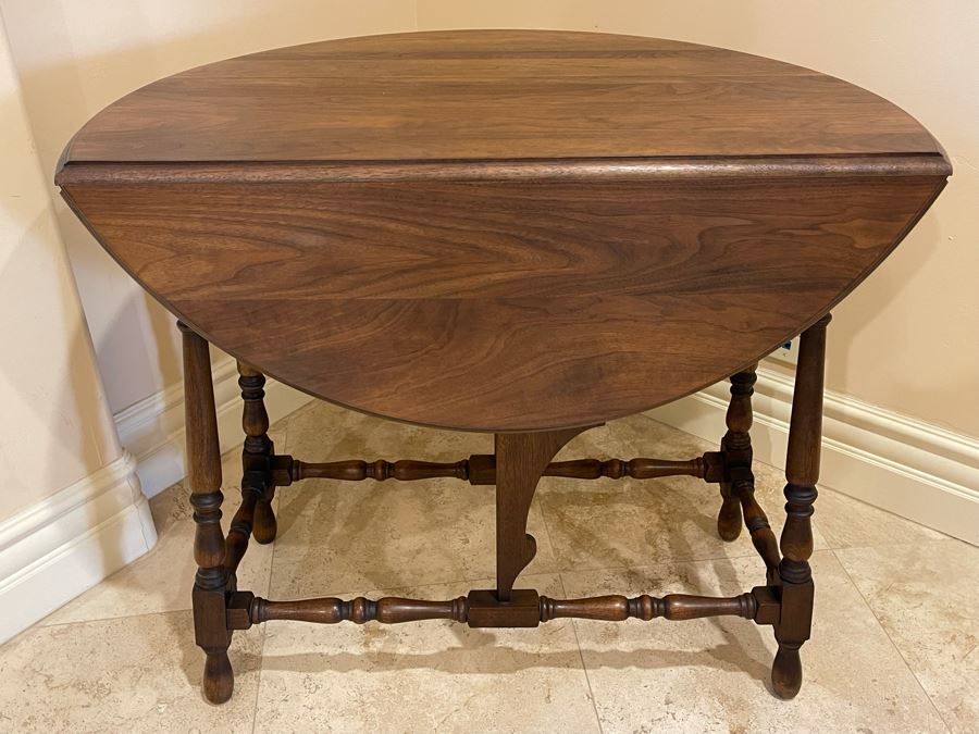 Solid Walnut Drop Leaf Table From Crocker Chair Company 3'W X 30H [Photo 1]