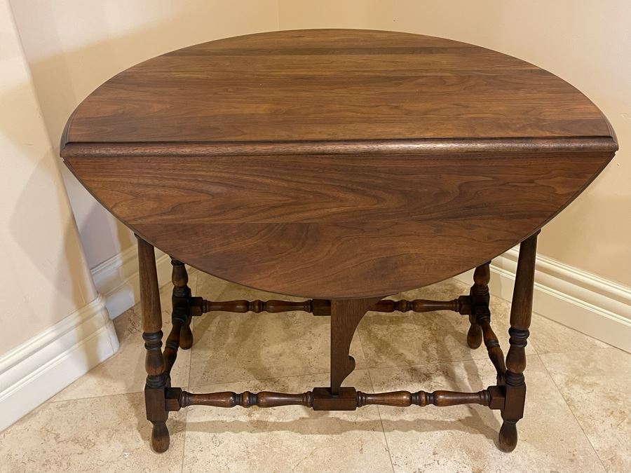 Solid Walnut Drop Leaf Table From Crocker Chair Company 3'W X 30H [Photo 3]