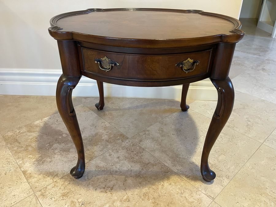 Hekman Wooden Drum Table With Drawer 26W X 22H [Photo 2]