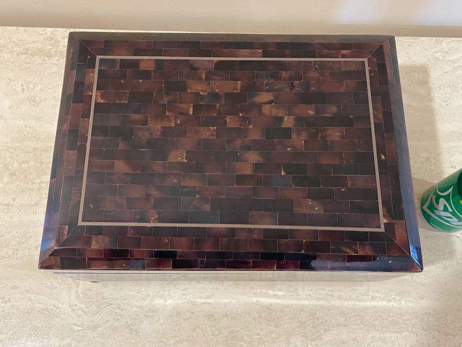 Maitland-Smith Handmade Inlaid Footed Box 14W X 10D X 7H [Photo 3]