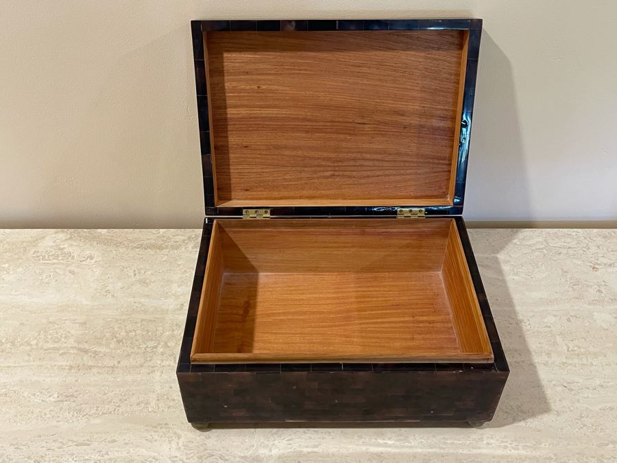 Maitland-Smith Handmade Inlaid Footed Box 14W X 10D X 7H [Photo 4]
