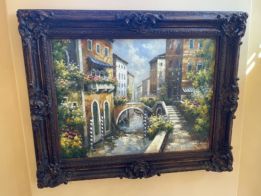 Beautifully Framed Venetian Canal Scene Canvas Artwork [Photo 2]