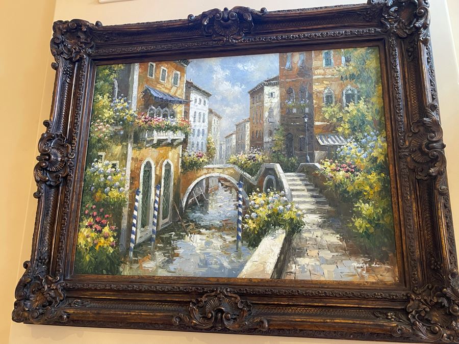 Beautifully Framed Venetian Canal Scene Canvas Artwork [Photo 3]