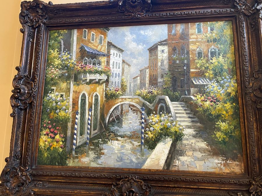Beautifully Framed Venetian Canal Scene Canvas Artwork [Photo 4]