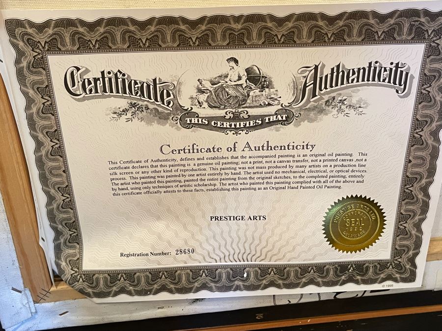 Beautifully Framed Large Original Oil Painting With Certificate Of Authenticity 4’W X 5’H [Photo 17]