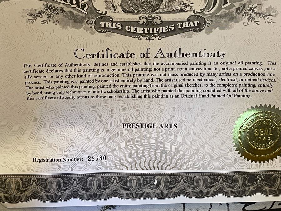 Beautifully Framed Large Original Oil Painting With Certificate Of Authenticity 4’W X 5’H [Photo 19]