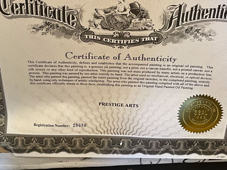 Beautifully Framed Large Original Oil Painting With Certificate Of Authenticity 4’W X 5’H [Photo 18]