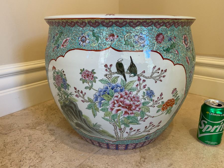 Vintage Chinese Porcelain Fish Pot Planter 17W X 13.5H Retails $995 [Photo 2]