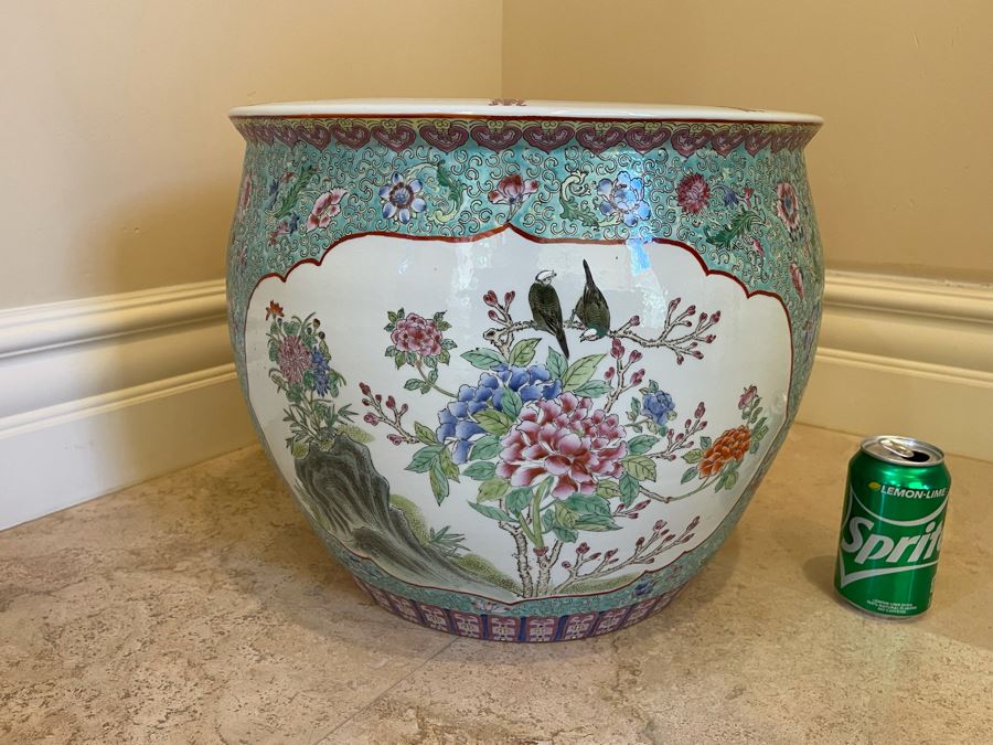Vintage Chinese Porcelain Fish Pot Planter 17W X 13.5H Retails $995