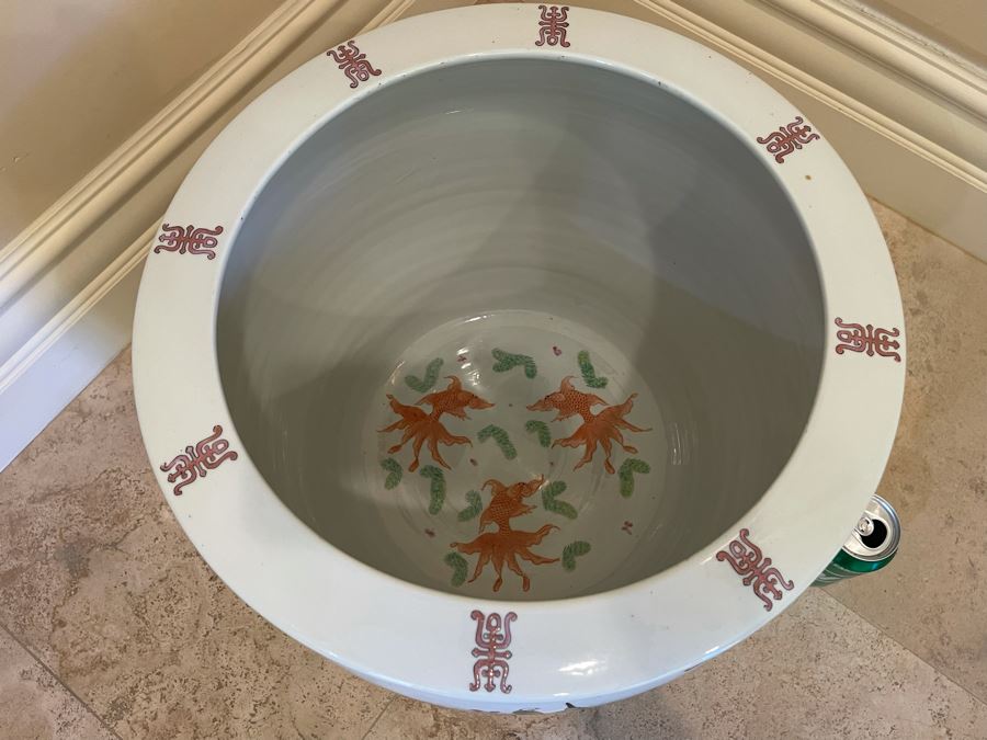 Vintage Chinese Porcelain Fish Pot Planter 17W X 13.5H Retails $995 [Photo 4]