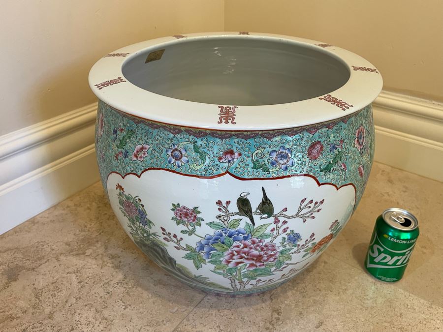 Vintage Chinese Porcelain Fish Pot Planter 17W X 13.5H Retails $995 [Photo 3]