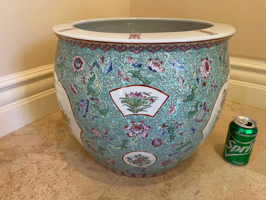 Vintage Chinese Porcelain Fish Pot Planter 17W X 13.5H Retails $995 [Photo 7]