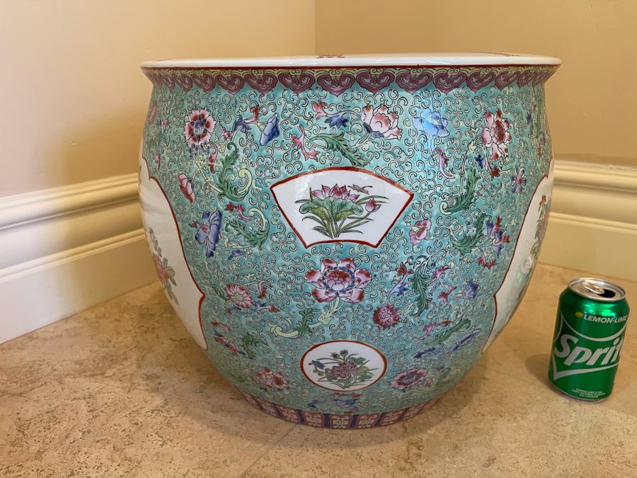 Vintage Chinese Porcelain Fish Pot Planter 17W X 13.5H Retails $995 [Photo 6]