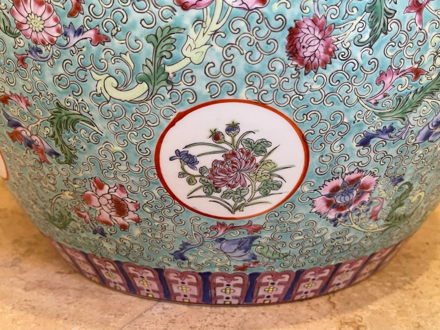 Vintage Chinese Porcelain Fish Pot Planter 17W X 13.5H Retails $995 [Photo 9]