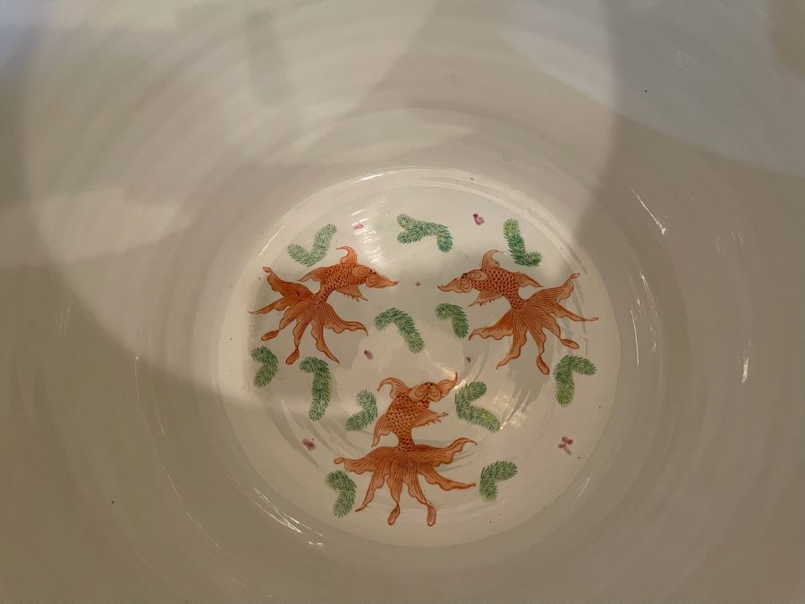 Vintage Chinese Porcelain Fish Pot Planter 17W X 13.5H Retails $995 [Photo 5]