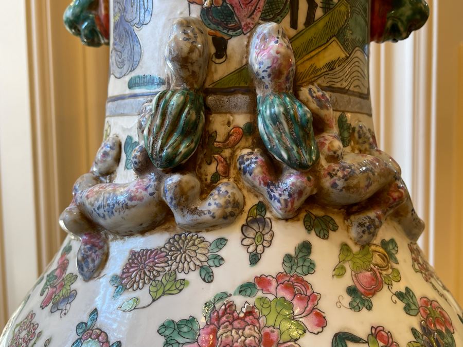 Vintage Large Chinese Signed Porcelain Vase 11W X 38H [Photo 7]