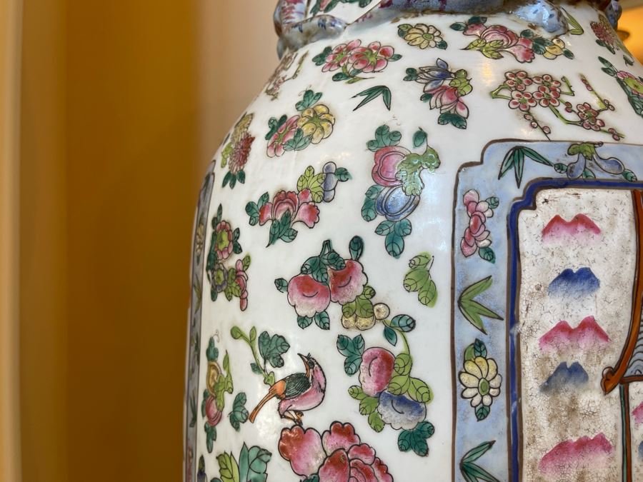 Vintage Large Chinese Signed Porcelain Vase 11W X 38H [Photo 26]