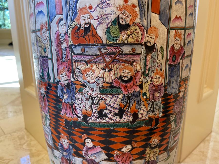 Vintage Large Chinese Signed Porcelain Vase 11W X 38H [Photo 21]