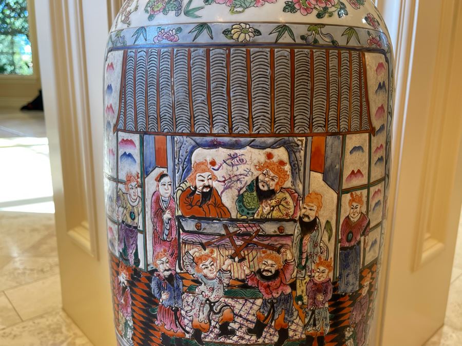 Vintage Large Chinese Signed Porcelain Vase 11W X 38H [Photo 18]