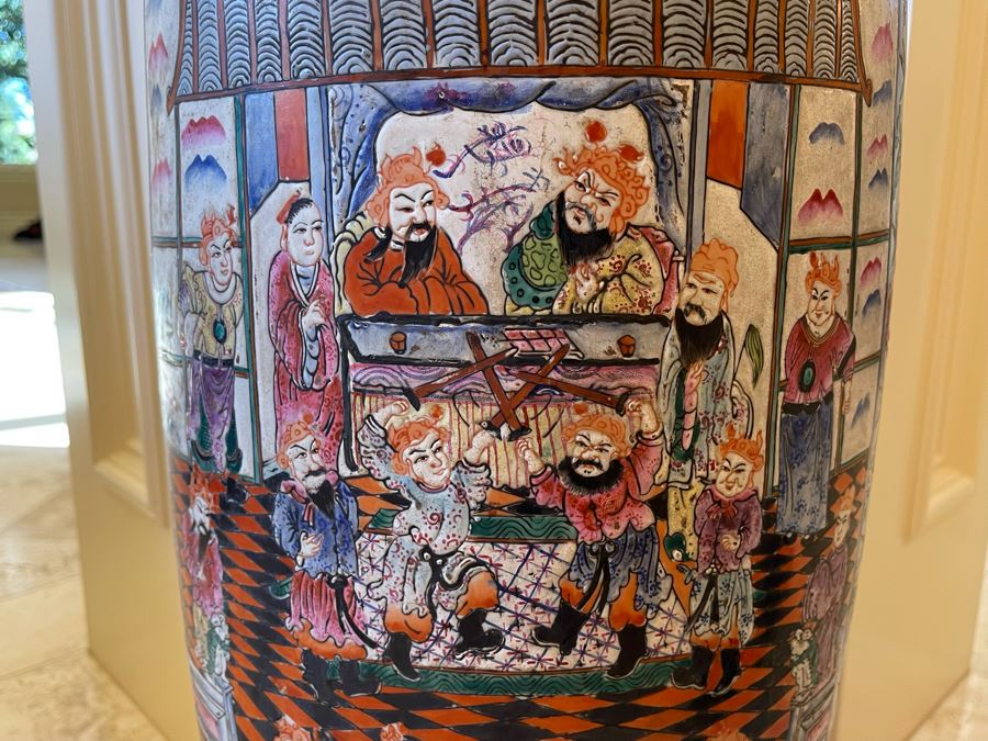 Vintage Large Chinese Signed Porcelain Vase 11W X 38H [Photo 19]