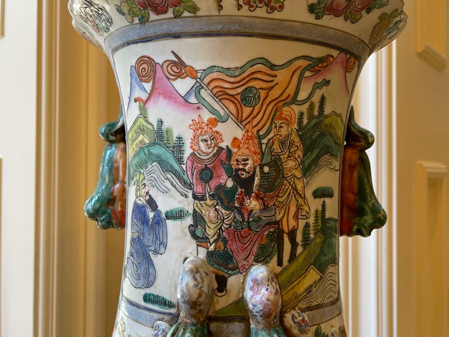 Vintage Large Chinese Signed Porcelain Vase 11W X 38H [Photo 5]