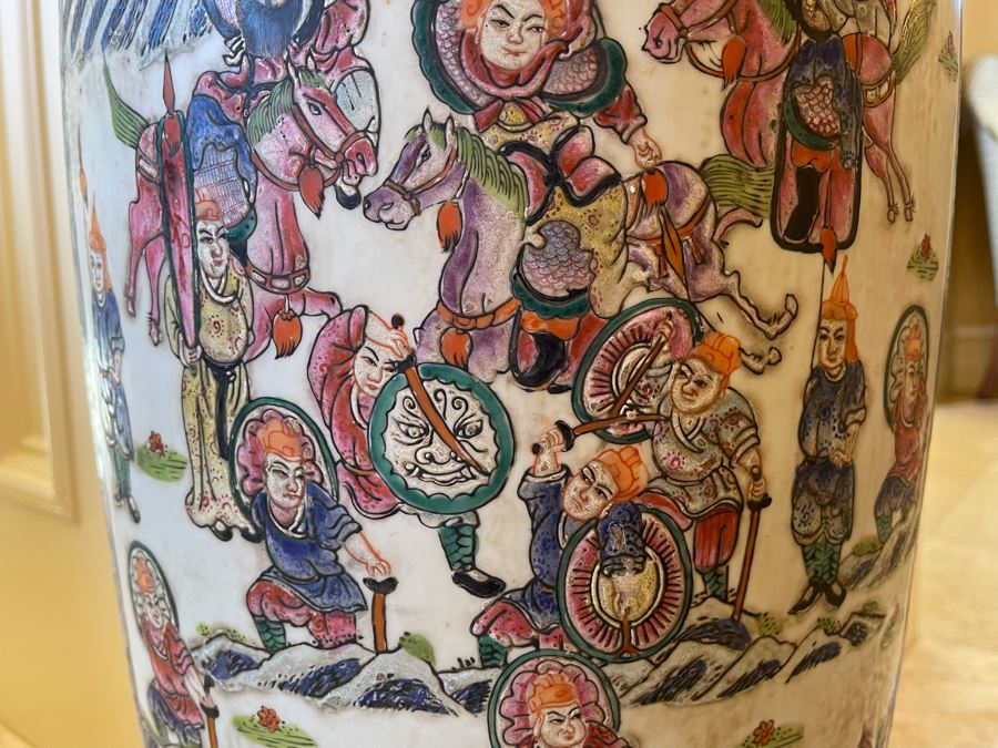 Vintage Large Chinese Signed Porcelain Vase 11W X 38H [Photo 11]