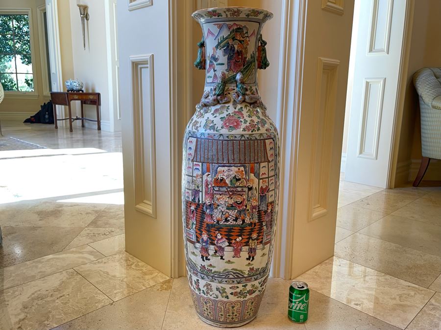 Vintage Large Chinese Signed Porcelain Vase 11W X 38H [Photo 17]