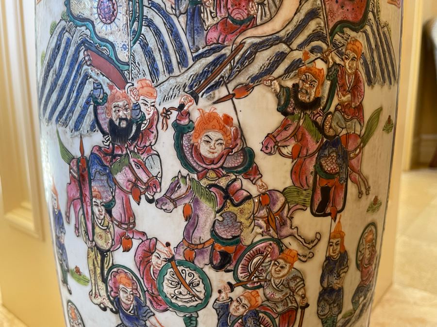 Vintage Large Chinese Signed Porcelain Vase 11W X 38H [Photo 10]