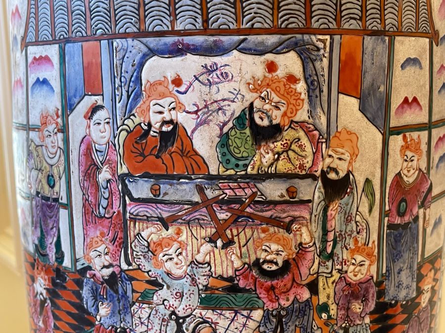 Vintage Large Chinese Signed Porcelain Vase 11W X 38H [Photo 20]