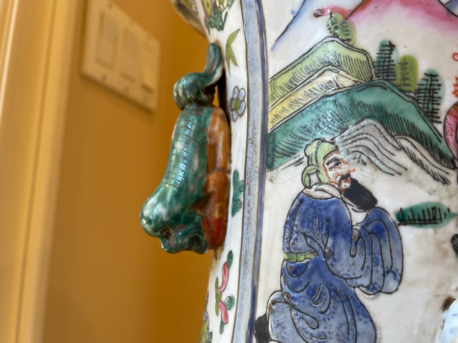 Vintage Large Chinese Signed Porcelain Vase 11W X 38H [Photo 15]