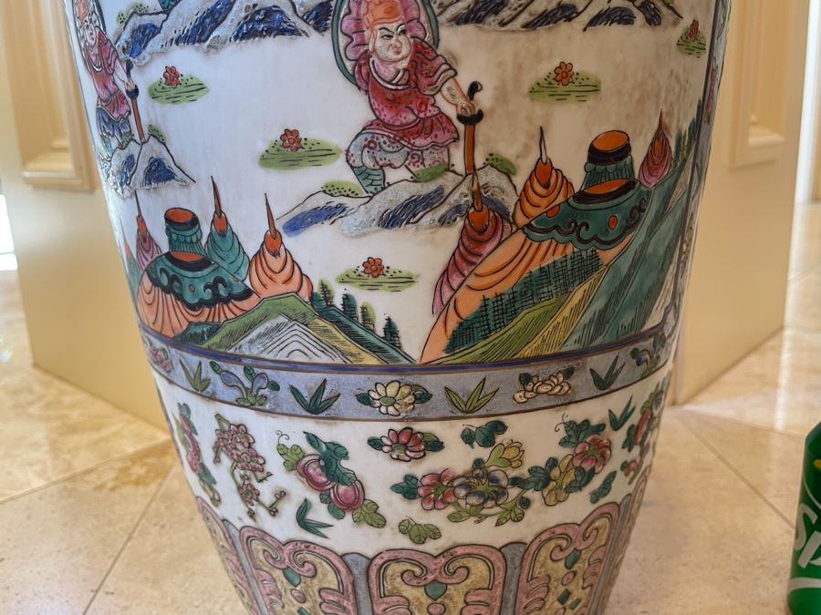 Vintage Large Chinese Signed Porcelain Vase 11W X 38H [Photo 13]