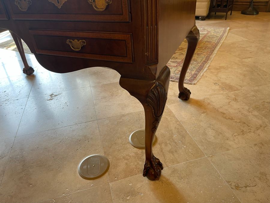 Henredon Leather Top Desk With Ball And Claw Feet 5’W X 30D X 30H [Photo 6]