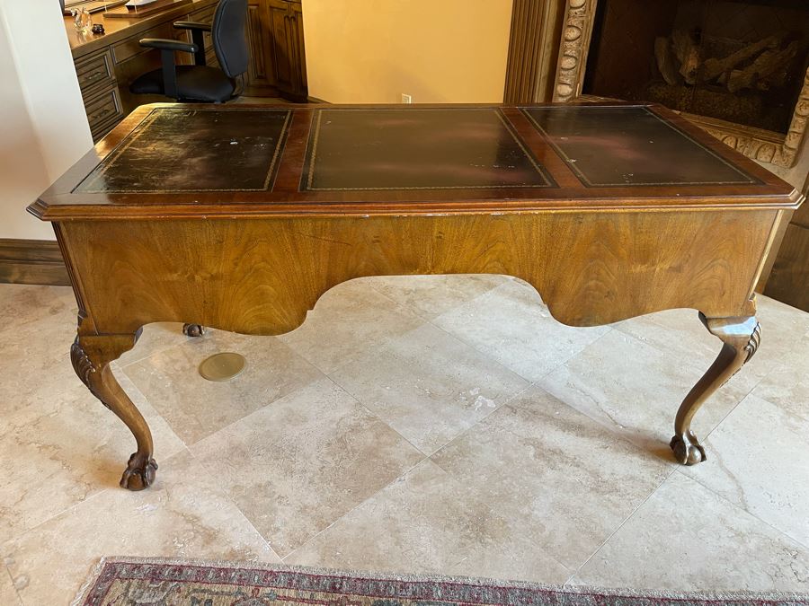 Henredon Leather Top Desk With Ball And Claw Feet 5’W X 30D X 30H [Photo 8]