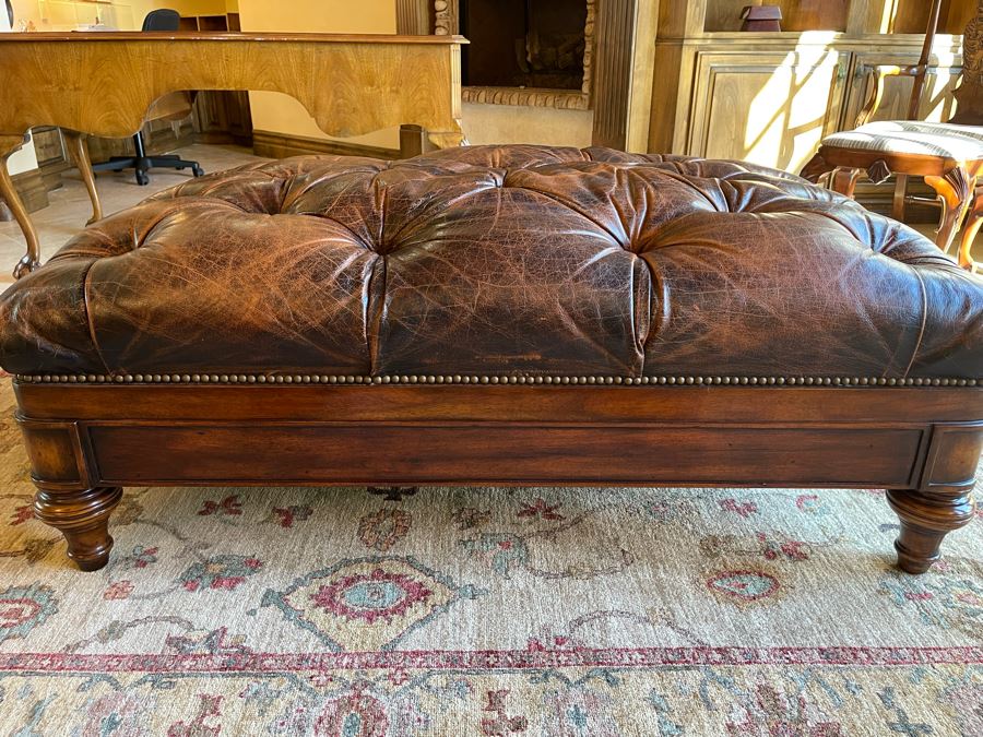 Tufted Leather Ottoman With Two Drawers 52W X 36D X 21H [Photo 8]