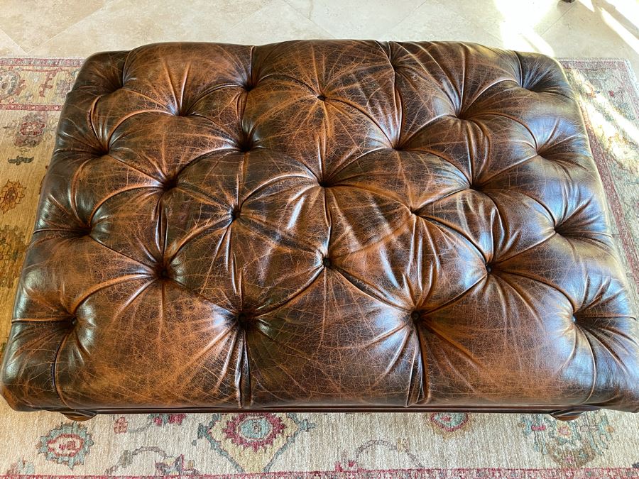 Tufted Leather Ottoman With Two Drawers 52W X 36D X 21H [Photo 7]