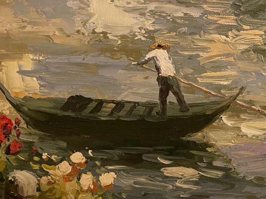 Beautifully Framed Venetian Canal Scene Painting On Canvas 2' X 3' [Photo 8]