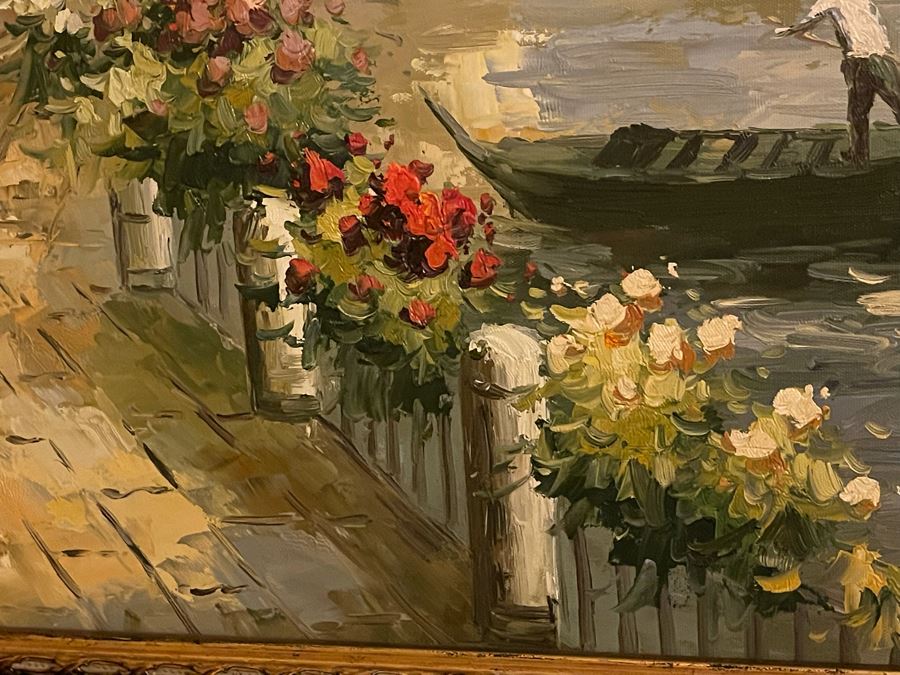 Beautifully Framed Venetian Canal Scene Painting On Canvas 2' X 3' [Photo 9]