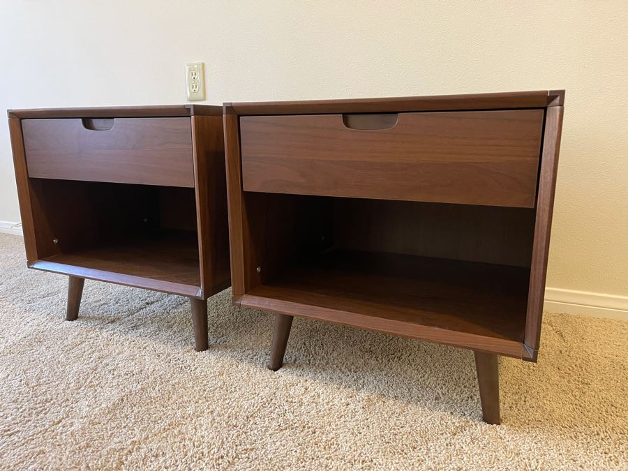 Pair Of Contemporary Mid-Century Modern Style Nightstands 20W X 16.5D X 19.5H [Photo 5]