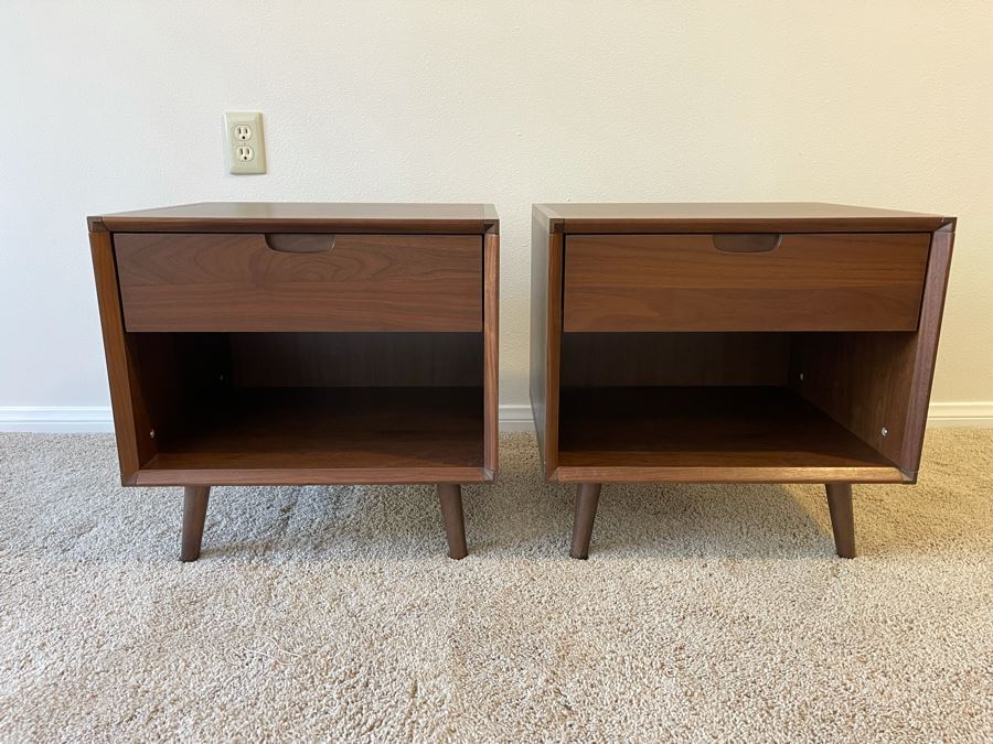 Pair Of Contemporary Mid-Century Modern Style Nightstands 20W X 16.5D X 19.5H [Photo 2]