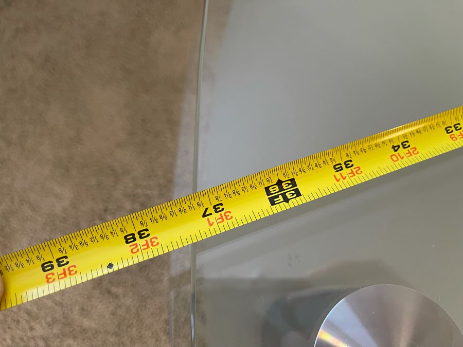 Contemporary Two-Level Glass And Chrome Coffee Table With Sliding Bottom 38W X 38D X 16.5H [Photo 8]