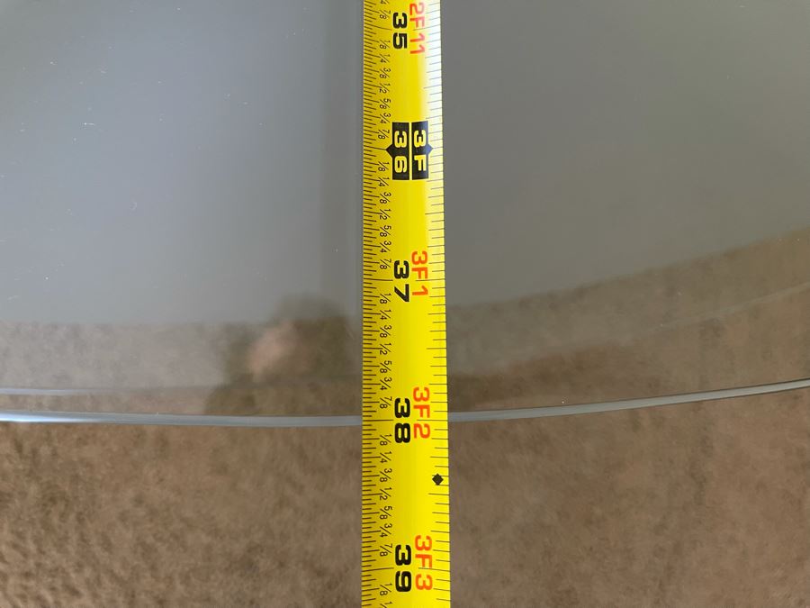 Contemporary Two-Level Glass And Chrome Coffee Table With Sliding Bottom 38W X 38D X 16.5H [Photo 9]