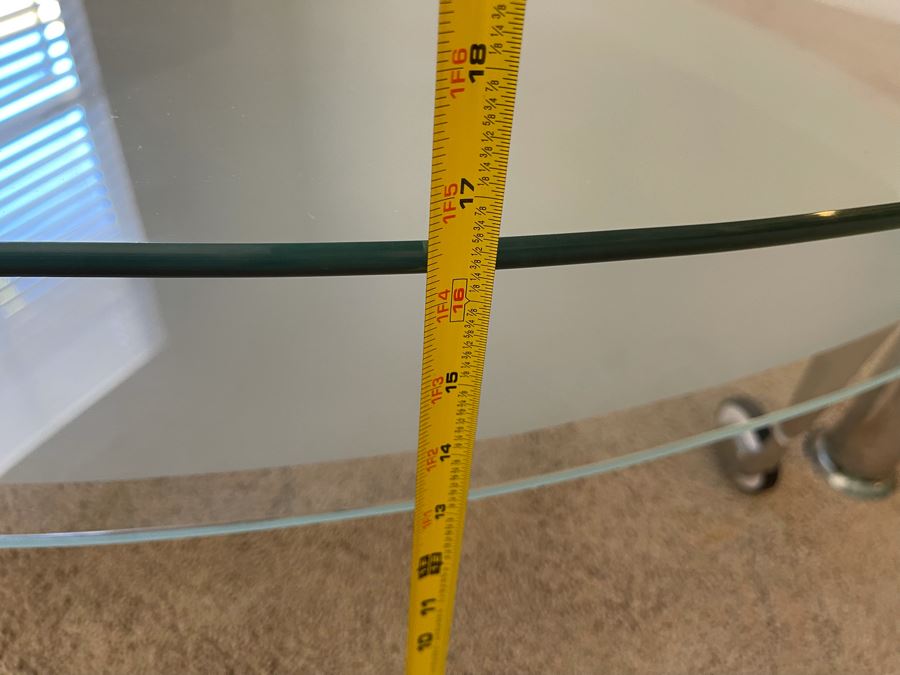 Contemporary Two-Level Glass And Chrome Coffee Table With Sliding Bottom 38W X 38D X 16.5H [Photo 10]