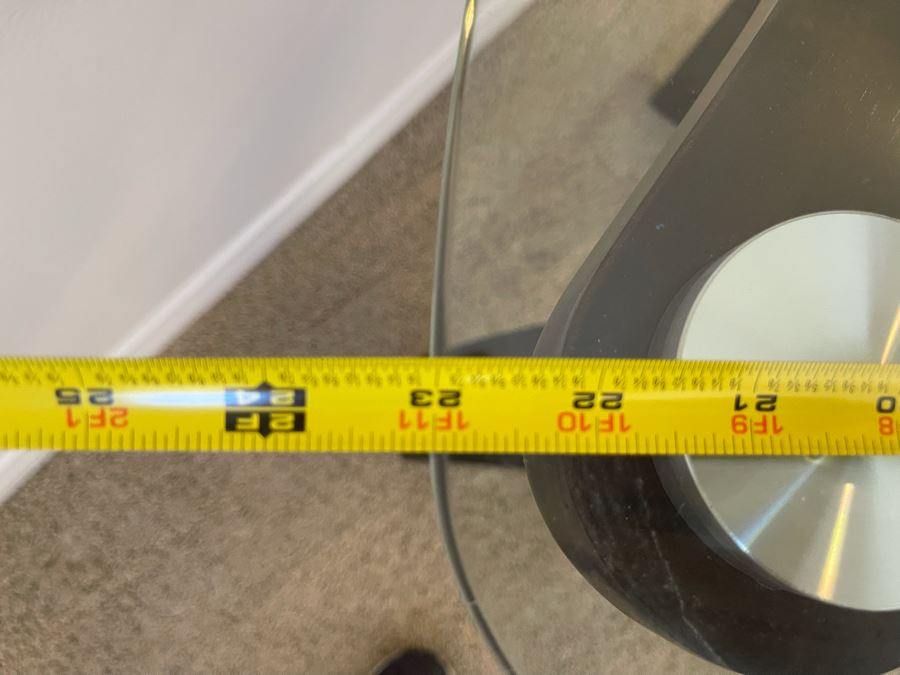 Pair Of Contemporary Wood And Glass Side Tables 23W X 23D X 24H [Photo 9]