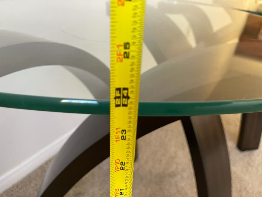 Pair Of Contemporary Wood And Glass Side Tables 23W X 23D X 24H [Photo 10]