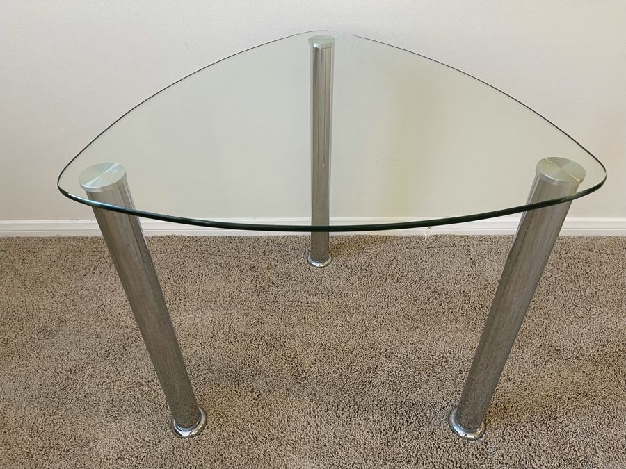 Contemporary Glass And Chrome Side Table 26W X 25.5D X 24H [Photo 3]