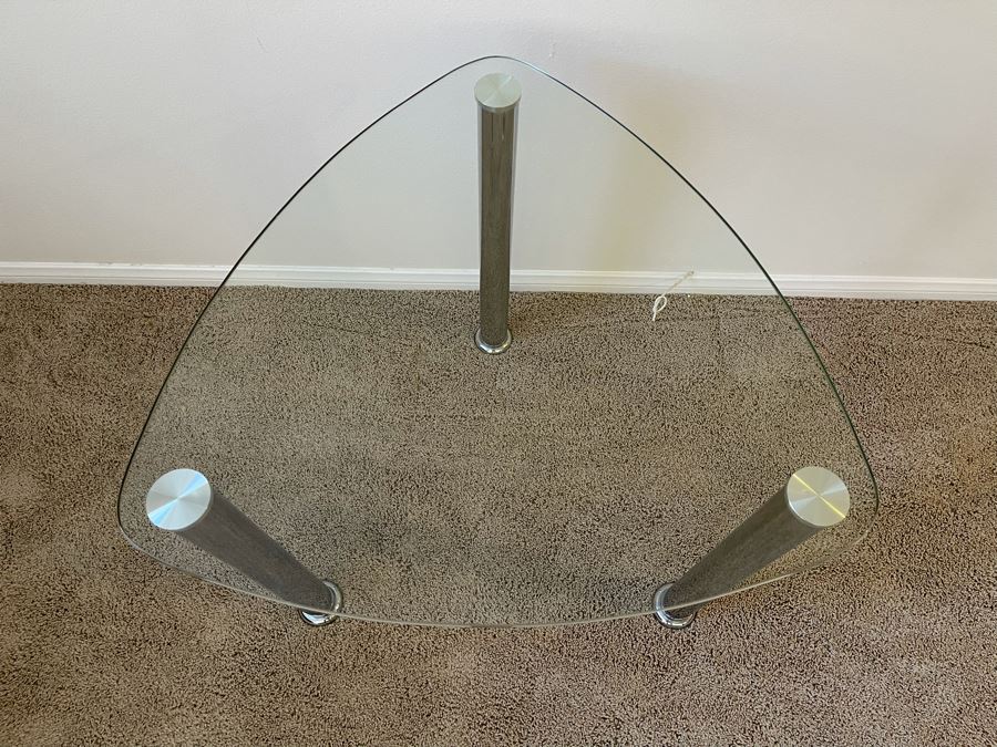 Contemporary Glass And Chrome Side Table 26W X 25.5D X 24H [Photo 5]