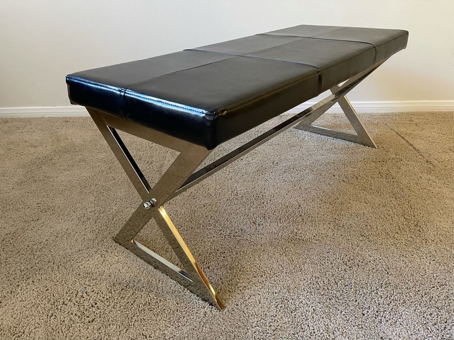 Contemporary Chrome Bench 40W X 16D X 17H [Photo 2]