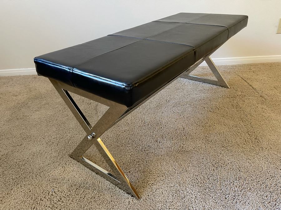 Contemporary Chrome Bench 40W X 16D X 17H [Photo 3]
